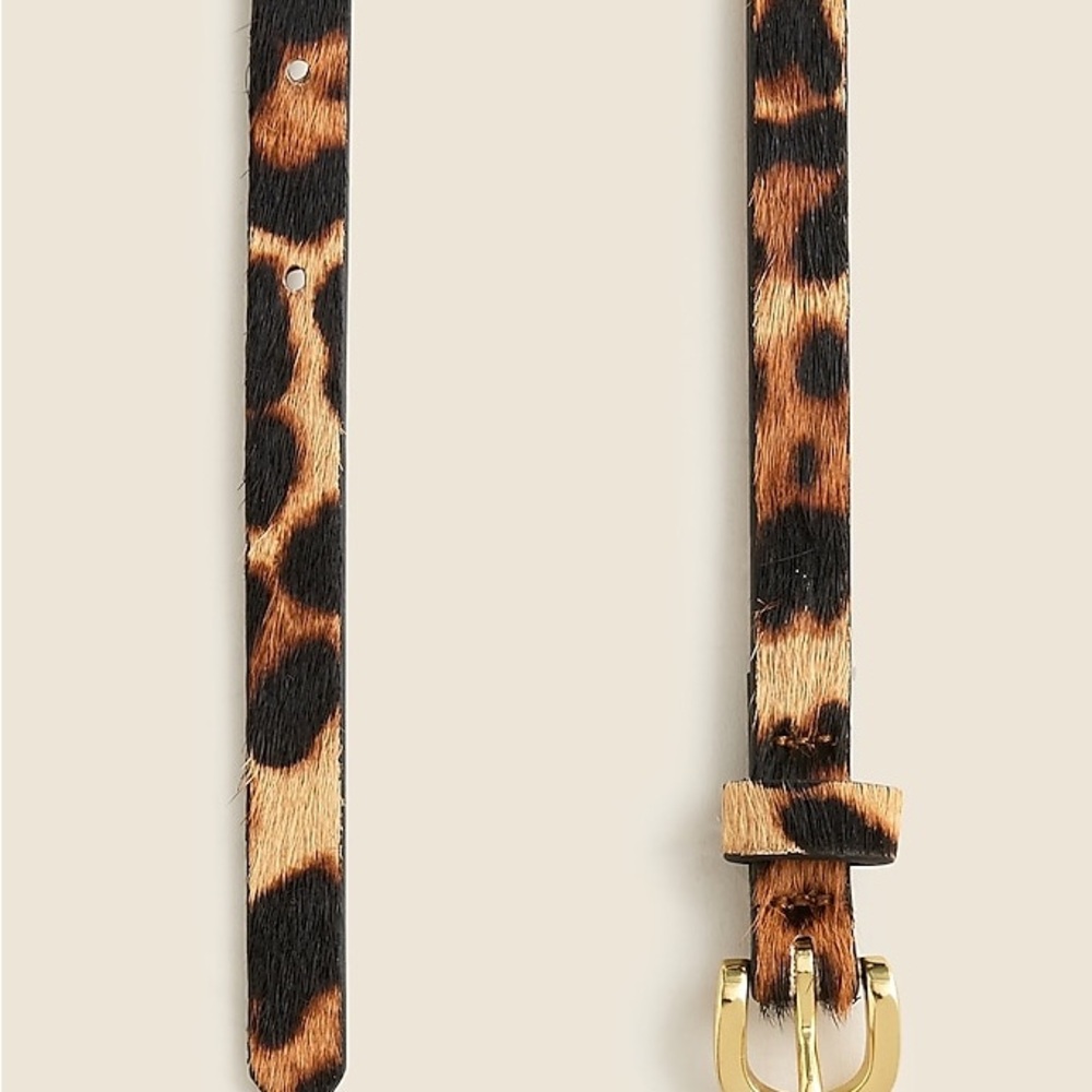 J. Crew Skinny Calf Hair Belt in Leopard